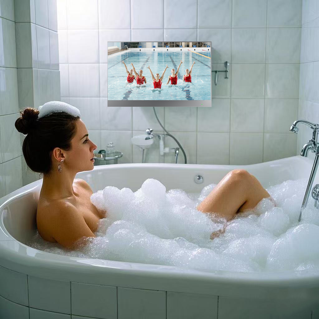 thumbnail video image 2 of Soulaca 24 inches Smart Mirror Bathroom LED webOS TV Waterproof ATSC DTV Tuner Wall Mount Voice Control Hotel Kitchen, 2 of 10