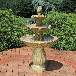 thumbnail video image 2 of Sunnydaze Classic Tulip Polystone 3-Tier Outdoor Water Fountain, 2 of 14