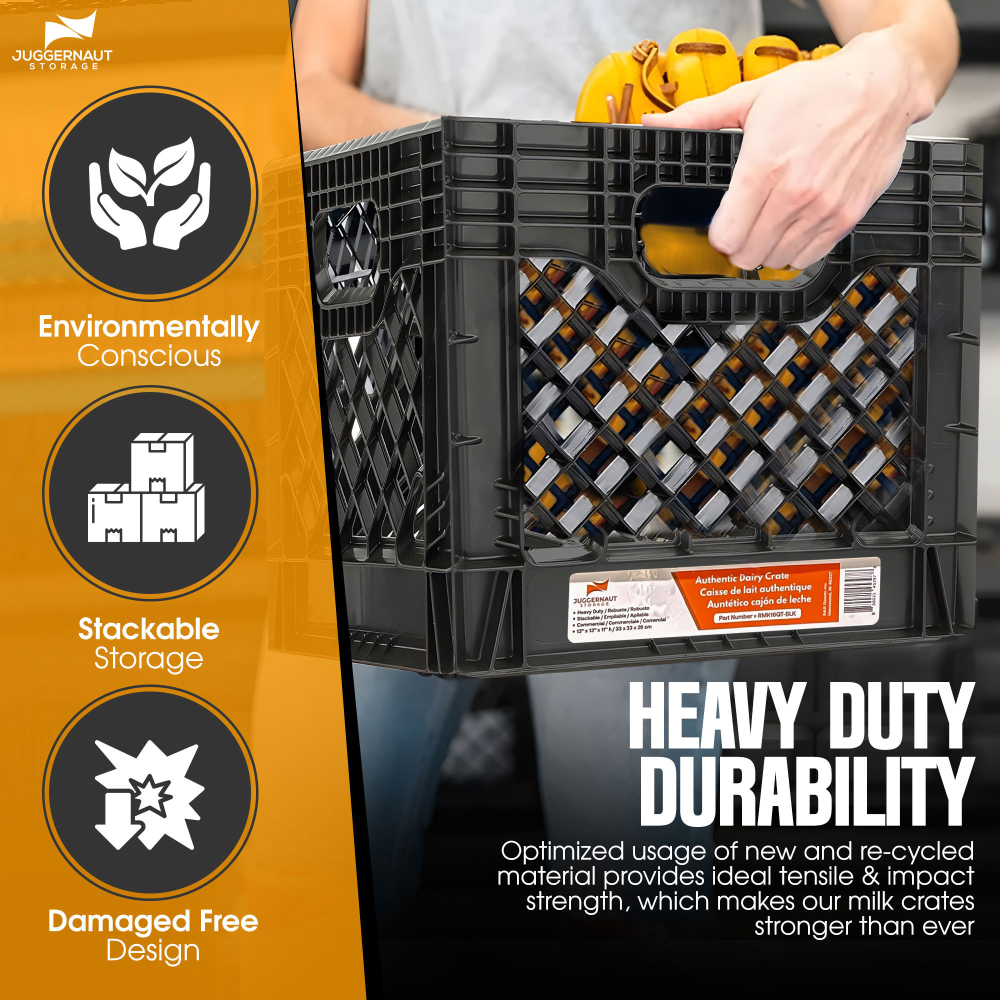 thumbnail video image 2 of Juggernaut Storage Crate for Office Storage & Classroom Organization 4-Pack, 2 of 6