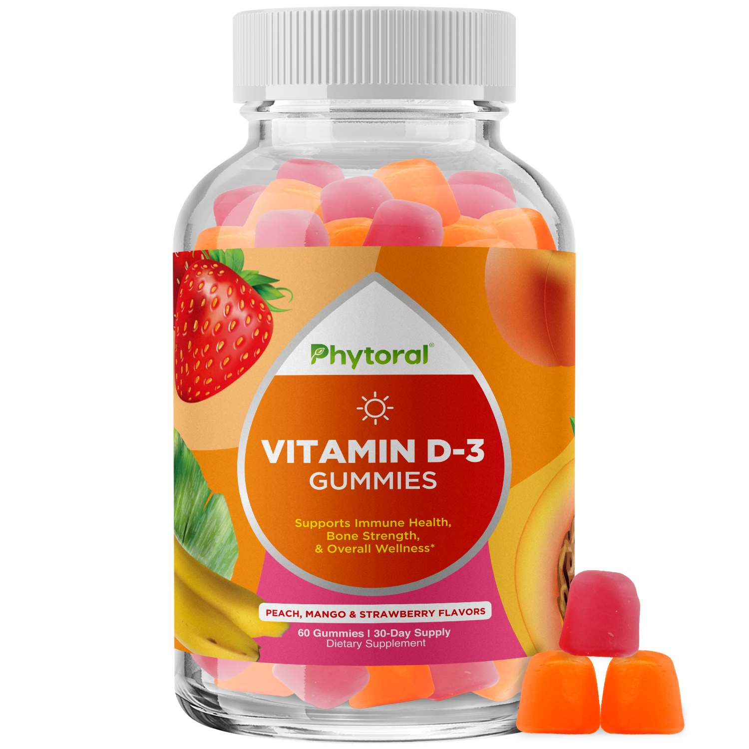 thumbnail video image 3 of Phytoral Daily 2000 IU Vitamin D3 Gummies, Immune Support Supplement for Adults, 60 Count, 3 of 11