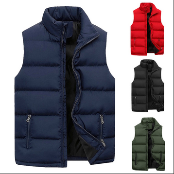 thumbnail video image 2 of Baqcunre Men Women Autumn And Winter Fashion Casual Solid Color Zipper Collar Sleeveless Cotton Padded Vest Top Features,M,Mens Vest,Mens Winter Jacket,Winter Coats For Men,Mens Clothes,,Red, 2 of 4