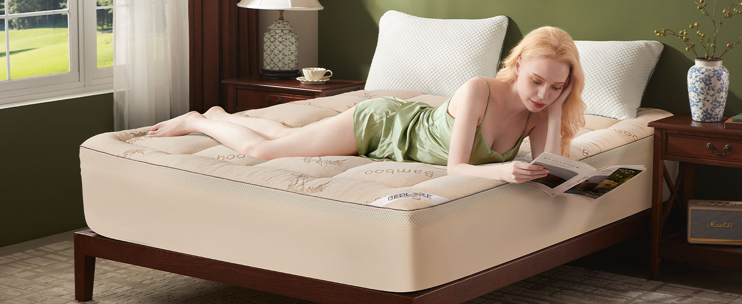 thumbnail video image 2 of BEDLORE Mattress Topper Cal King Size, 2" Gel Memory Foam Plus 2" Plush Pillow Top Pad, 4 " Mattress Pad Cover for Back Pain, 2 of 10