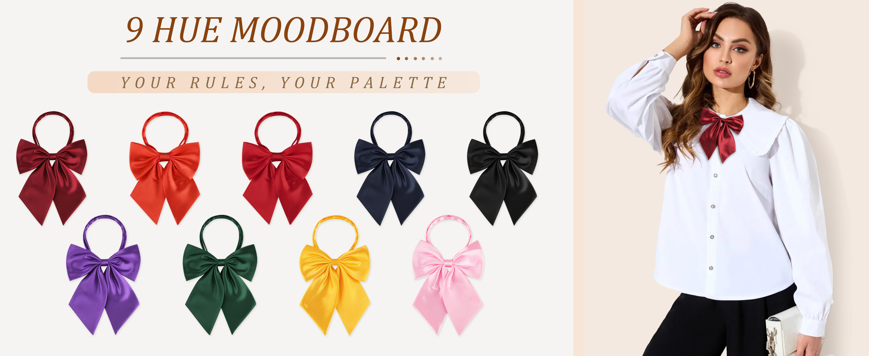 thumbnail video image 2 of AWAYTR Pre-Tied Adjustable Neck Strap Solid Color Bow Tie Women's, 2 of 11