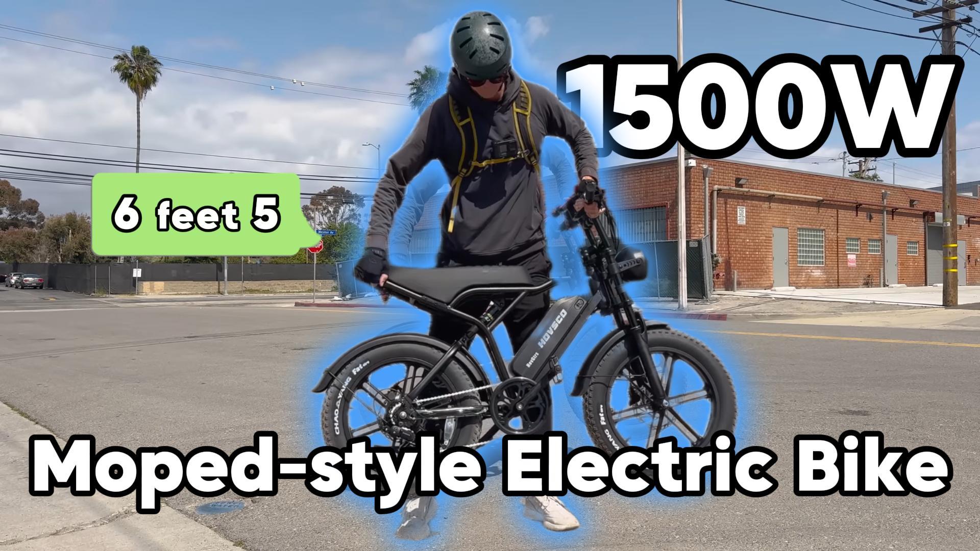thumbnail video image 2 of HOVSCO HovGtrs Plus Peak 1500W Electric Bike, Moped-style Electric Bicycle for Adults, 20"x4" Fat Tire Motorcycle, E Mountain Bike, 48V/25AH UL2849, 2 of 9