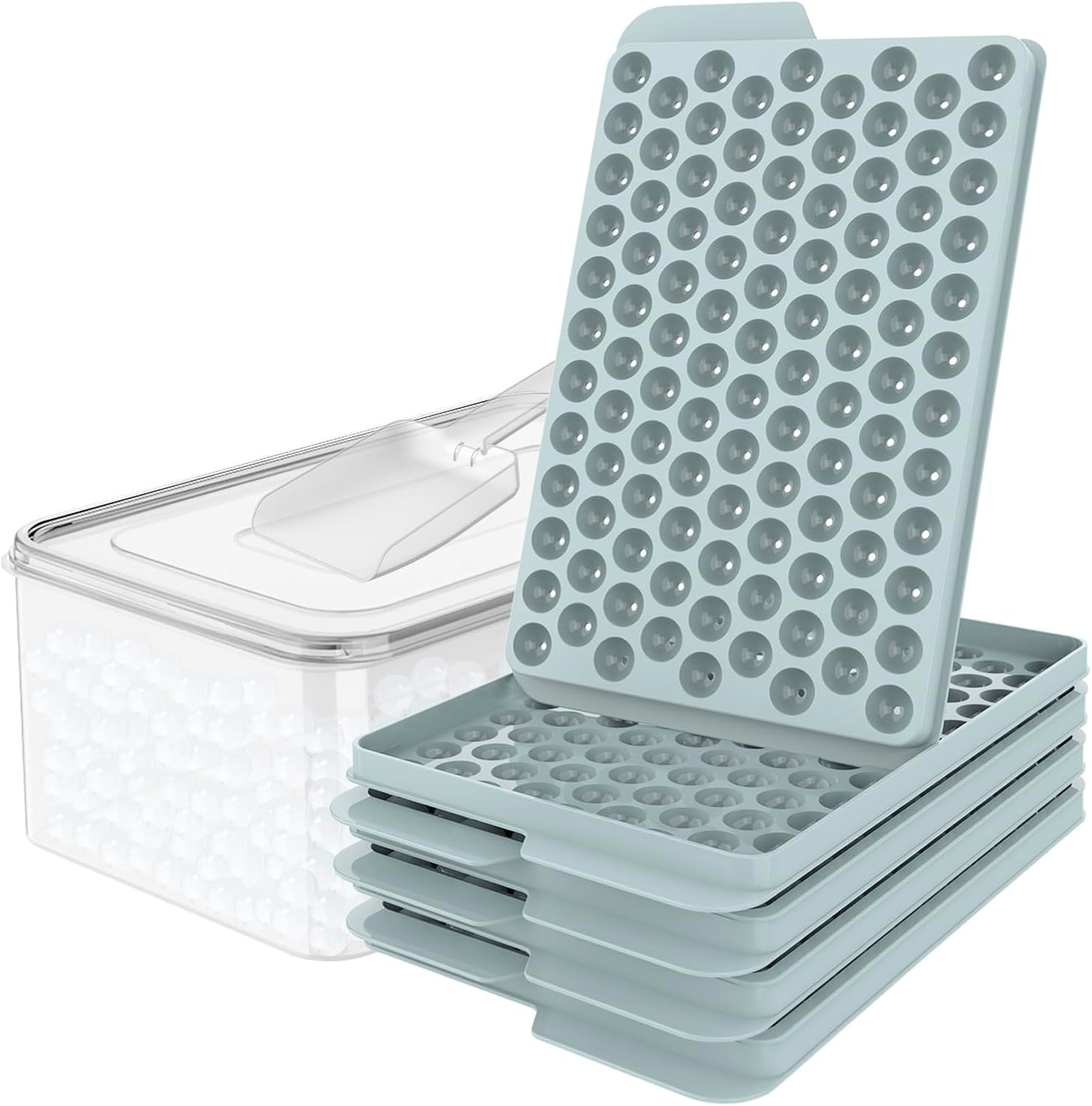 thumbnail video image 2 of Mini Ice Cube Trays, 0.55” inch Pebble Ice for Stackable with Lid & Storage Bin Iced Coffee & Cocktails, Fast Chill, Easy Twist Release (2 Pack, Black), 2 of 8