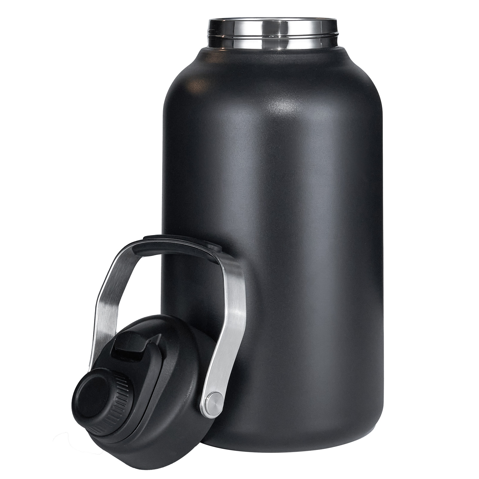 thumbnail video image 2 of Hawsaiy 128oz Insulated Water Bottle with Wide Mouth, One Gallon Stainless Steel Double Vacuum Water Bottle for Hot & Cold Drinks, Big Water Jug with Handle for Sports, Travel, Black, 2 of 11