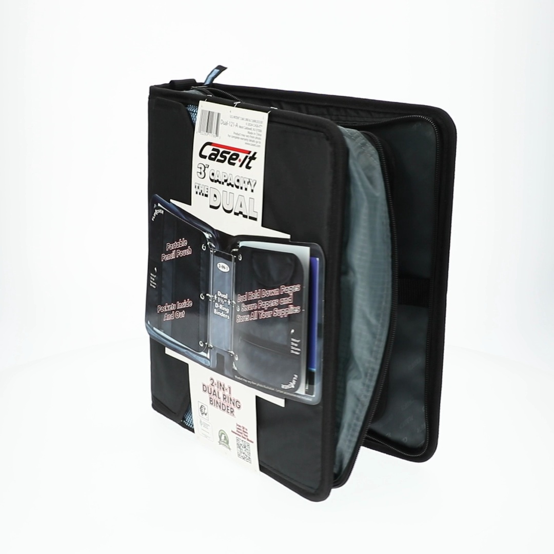 Case-it Dual-121-A Zipper Binder with Two 1.5-inch D-Ring Sets for