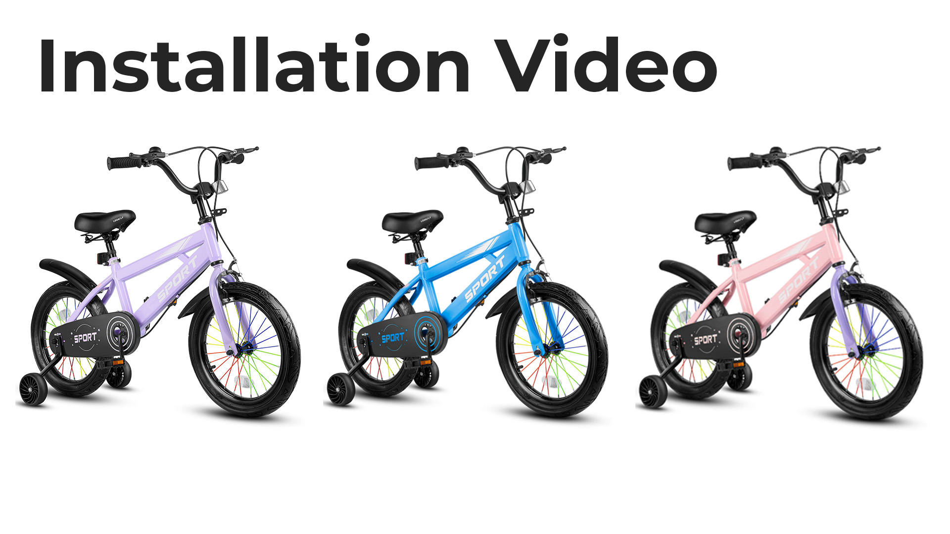 thumbnail video image 2 of Lookfly 16" Kids Bike for Boys and Girls with Removable Training Wheels,Children's Cicycle,Purple, 2 of 8