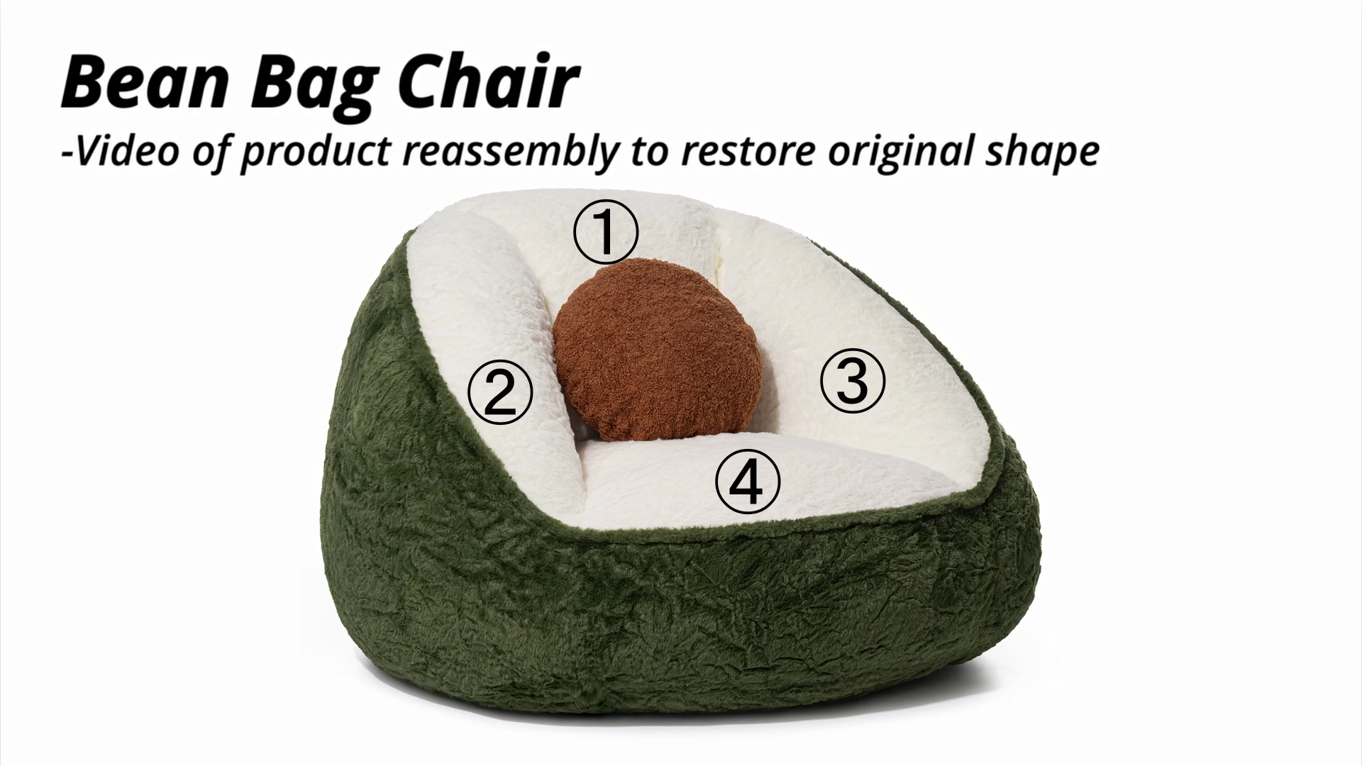 thumbnail video image 2 of Lusimo Bean Bag Chair for Adults Teens, Lazy Memory Foam Bean Bag Sofa with Pillow, Bean Bag Chair Couch with Plush Washable Cover, Filled Foam Seat Ideal for Game, Read, Lounge, 2 of 10