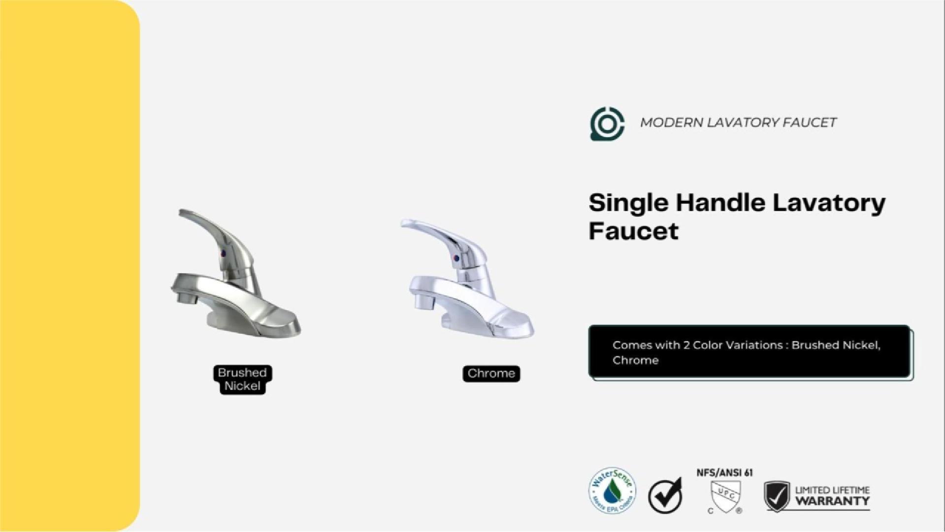 thumbnail video image 2 of WMF-4316ZLP-CP - Hybrid Metal Deck Lavatory Bathroom Sink Faucet, Single Handle Pop-up Included, 2 of 14