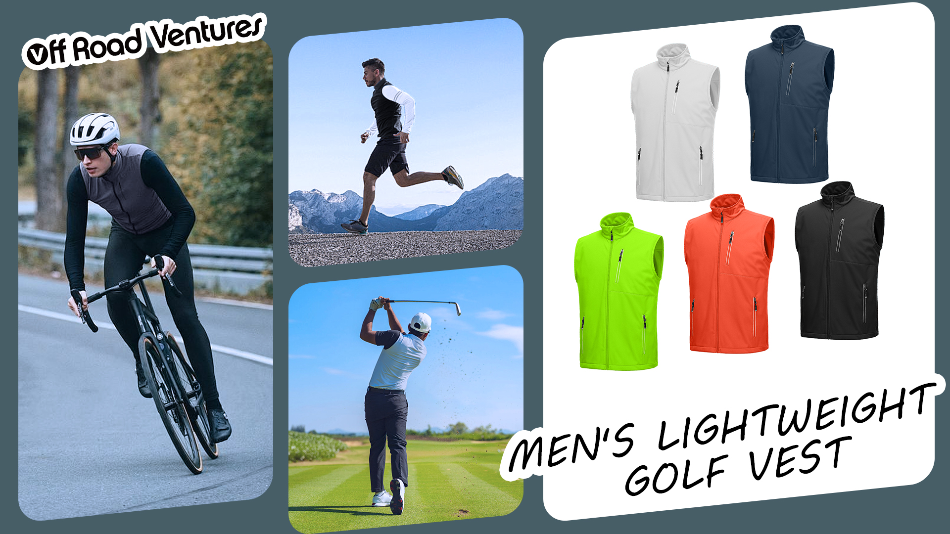 thumbnail video image 2 of Off Road Ventures Mens Golf Vest Lightweight Waterproof Sleeveless Softshell Running Vest for Outerwear Fishing, 2 of 8