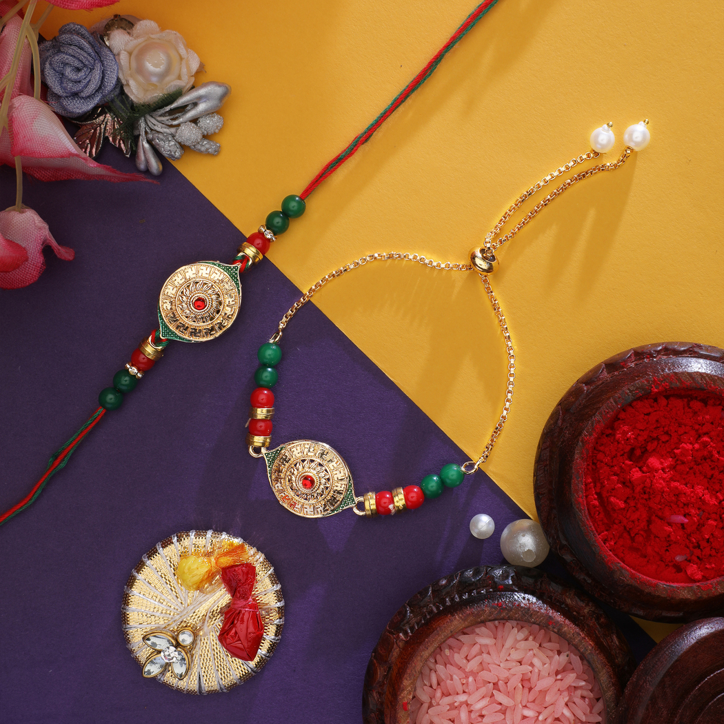 thumbnail video image 2 of Rakhi Lumba set of 2 Rakhi for Brother and Bhabhi Bhaiya Bhai Rakhi Set of 2 Couple Pair Rakhi Dora Thread gift Pack for Raksha Bandhan gifts Rakhi Bracelet for Veera Brother Sister Festival Rakhi, 2 of 6