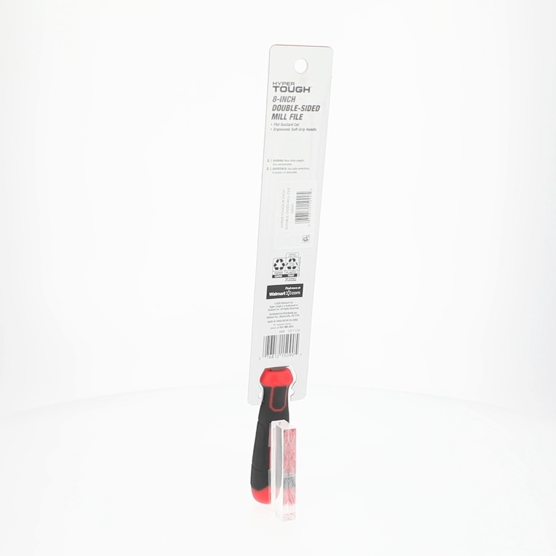 Hyper Tough 8-Inch Steel Mill File with Ergonomic Soft Grip for