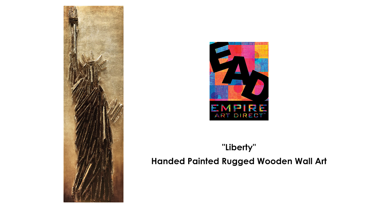 thumbnail video image 2 of Empire Art Direct PMO-130318-7222 Handed Painted Rugged Wooden Wall Sculpture  with Gold Leaf - Liberty, 2 of 9