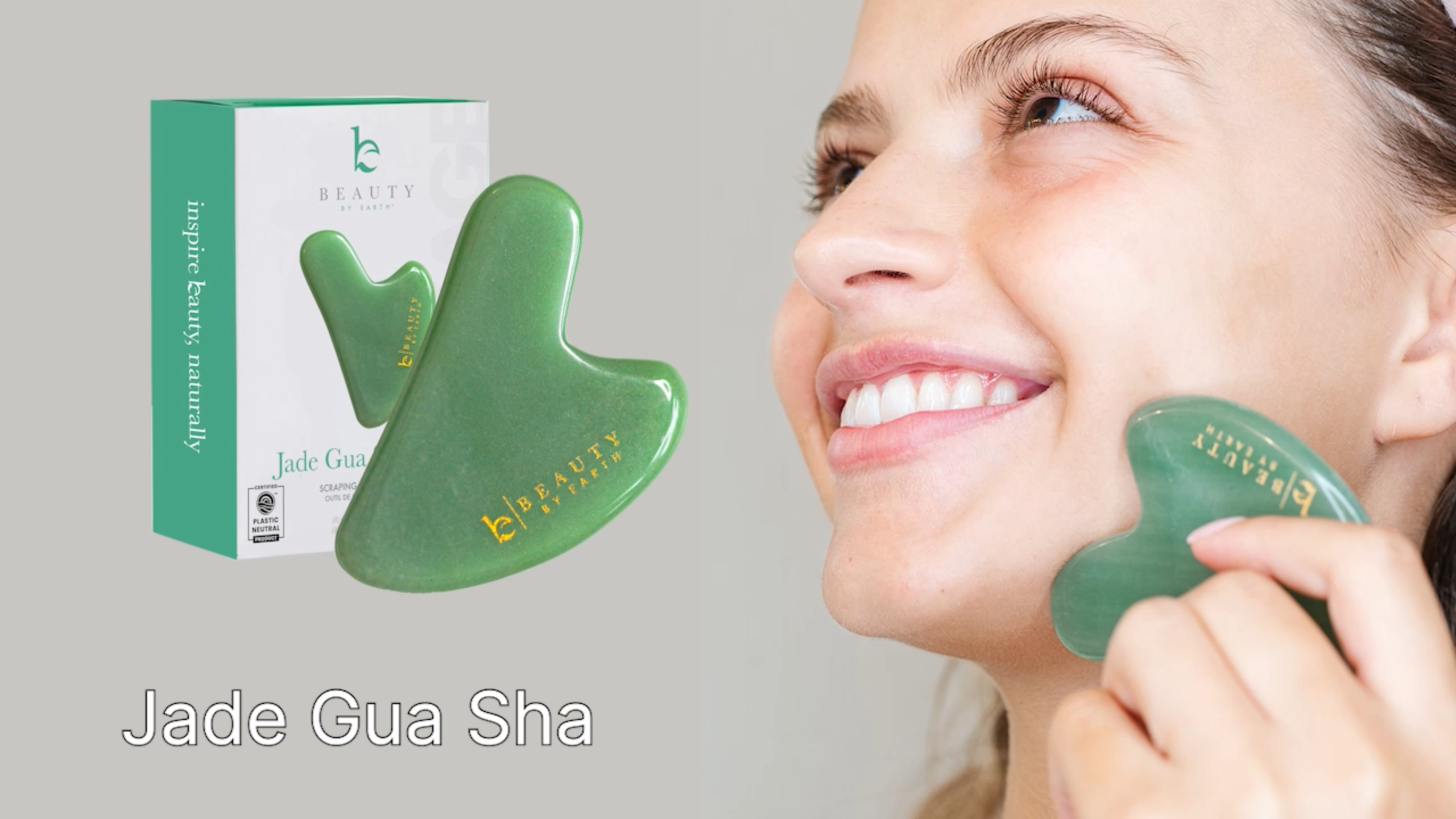 thumbnail video image 2 of Beauty by Earth Gua Sha Tool - Jade Stone Scraping Massage Tool, Facial Massage for Lymphatic Drainage for Face, Eyes, Neck and Body, 2 of 10