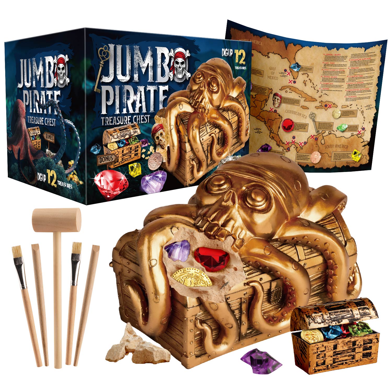 Eduman Jumbo Pirate Dig Kit - Exciting Treasure Hunt Game, Perfect