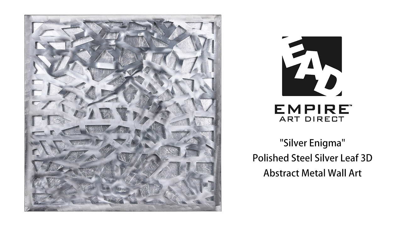 thumbnail video image 2 of Empire Art Direct 'Silver Enigma' Polished Steel Silver Leaf 3D Abstract Metal Wall Art, 2 of 10