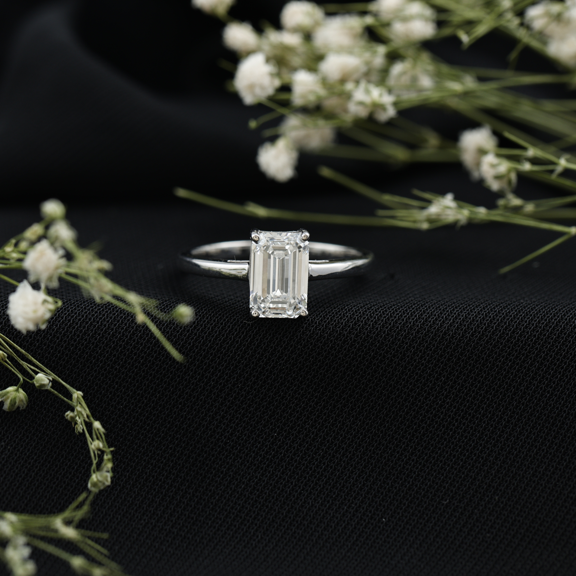 thumbnail video image 2 of Rosec Jewels IGI Certified Lab Grown Diamond Emerald Cut Engagement Ring 2 Carat - E-VS1 Grade - Diamond Solitaire Ring for Women, 10K White Gold, US 11.50, 2 of 8