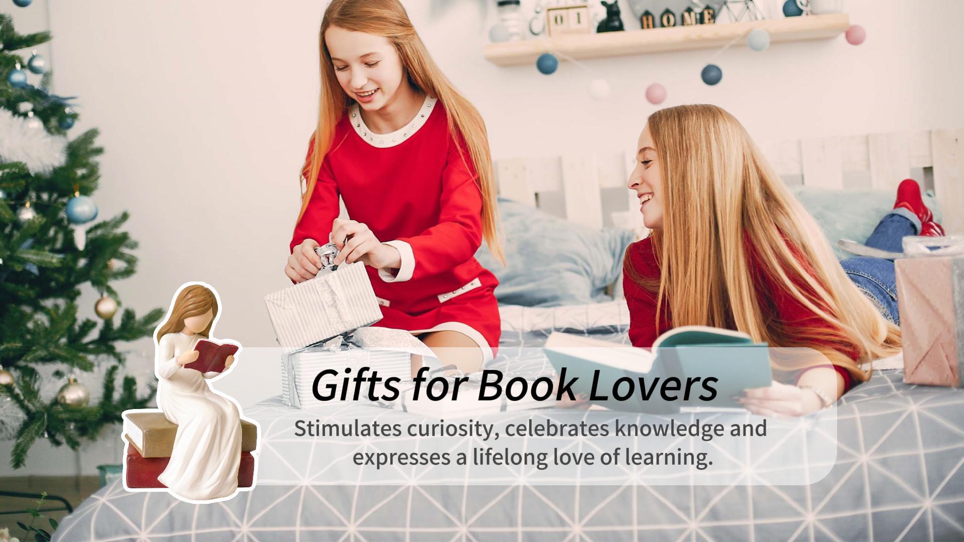 thumbnail video image 2 of Book Lover Gifts for Women, Teacher Appreciation & Student Graduation Gift, Thank You Keepsake for Teachers, Library & Bookshelf Home Decor, 2 of 9
