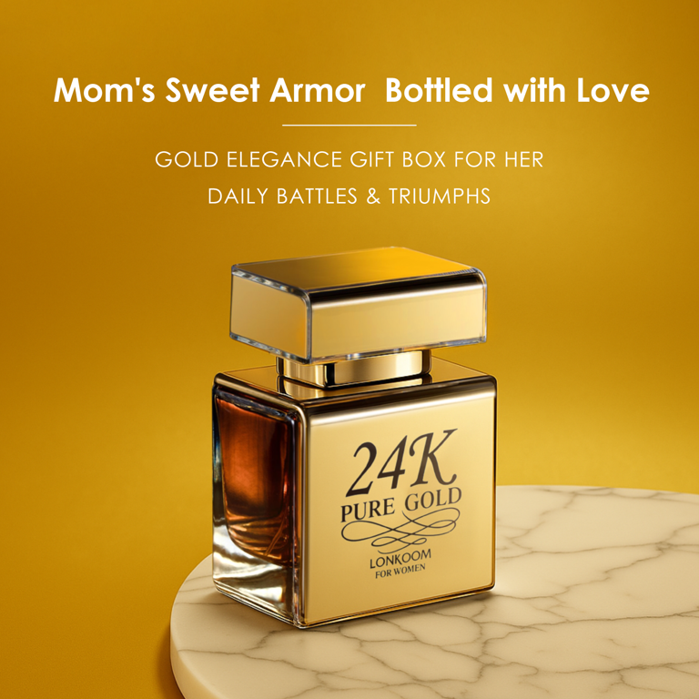 Lonkoom 24K Pure Gold Perfume for Women, Woody Citrus Scent, 3.4