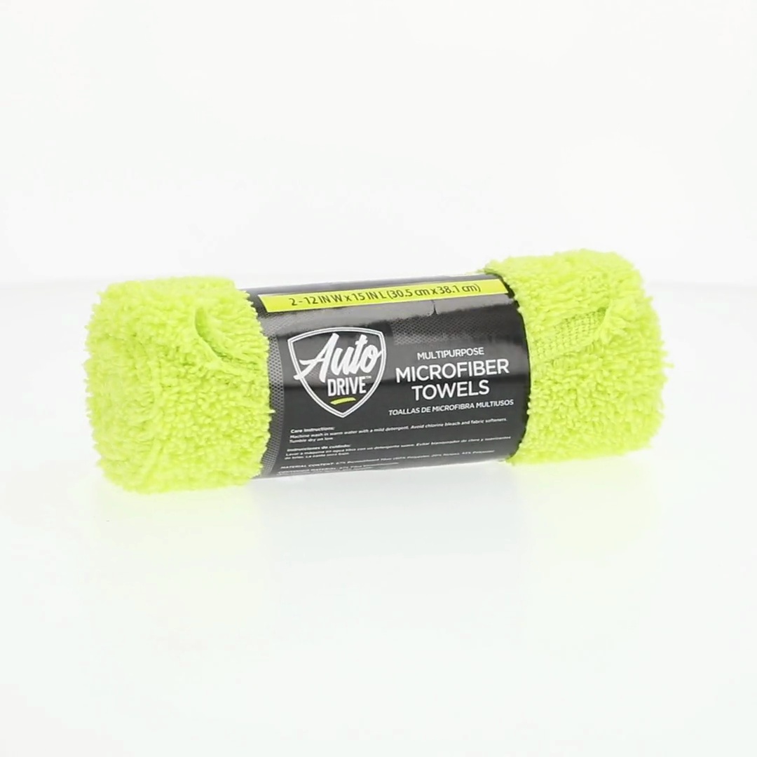 2 pack) Auto Drive Microfiber Multi-Purpose Cleaning Towels, 2