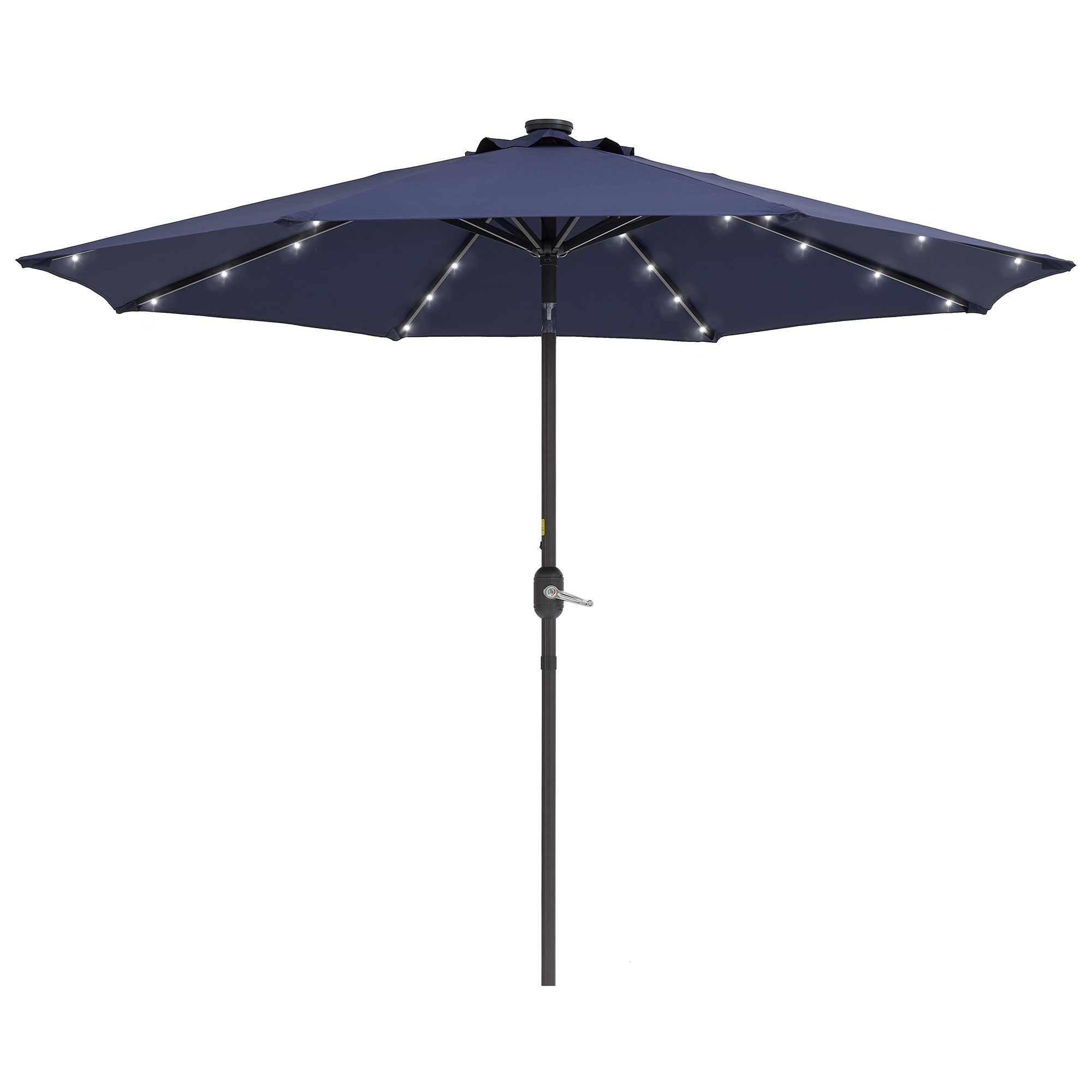thumbnail video image 2 of ACEGOSES 9ft LED Outdoor Patio Umbrella w/ Tilt,Crank and 8 Ribs,Navy Blue, 2 of 9
