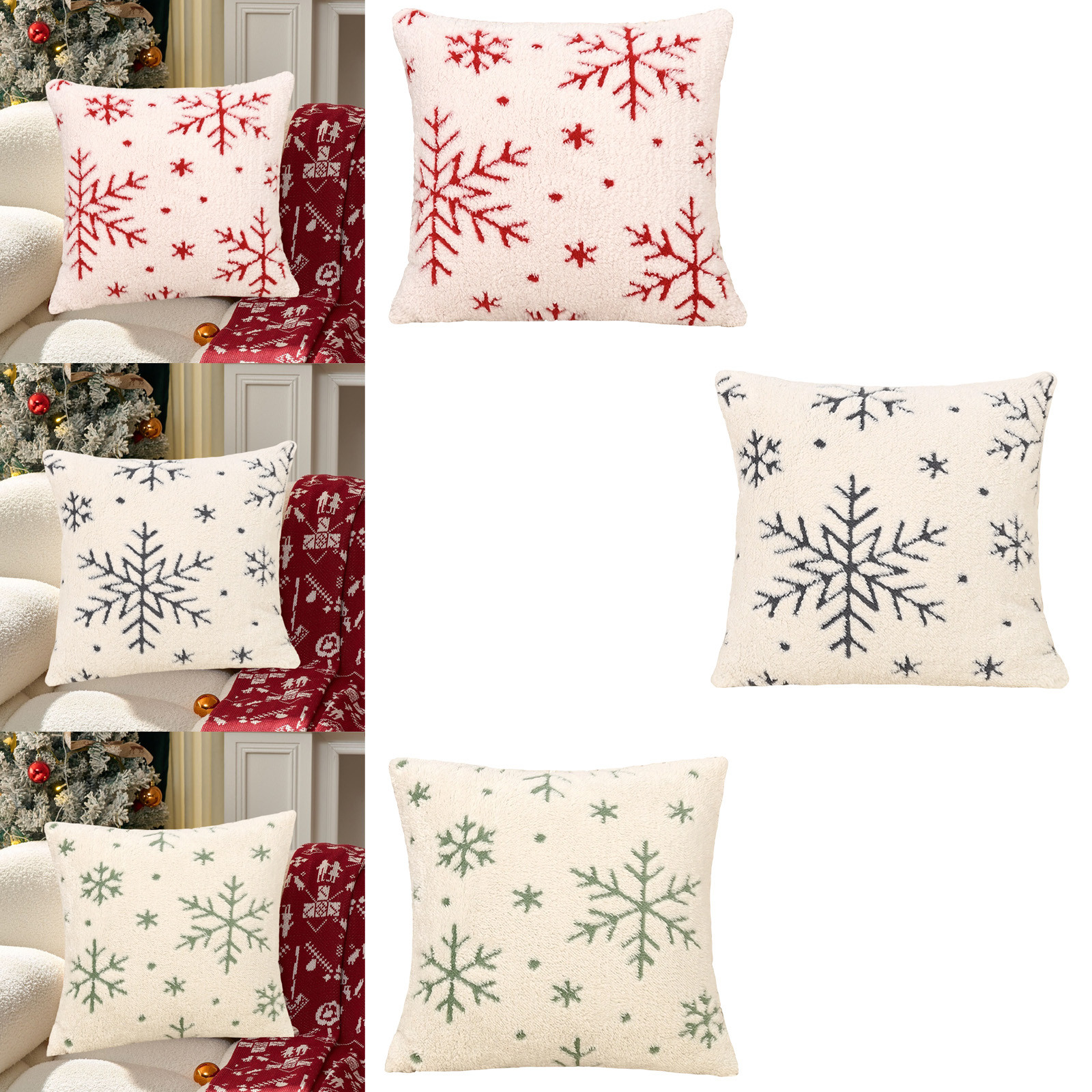 thumbnail video image 2 of Christmas Velvet Snowflake Pillowcase, Soft Flannel Cushion with Raised Pattern, Decorative Throw Pillowcase for Sofa, Bedroom Bed, Armchair, and Car, Festive Holiday Accent, Green, 1pcs, 2 of 7