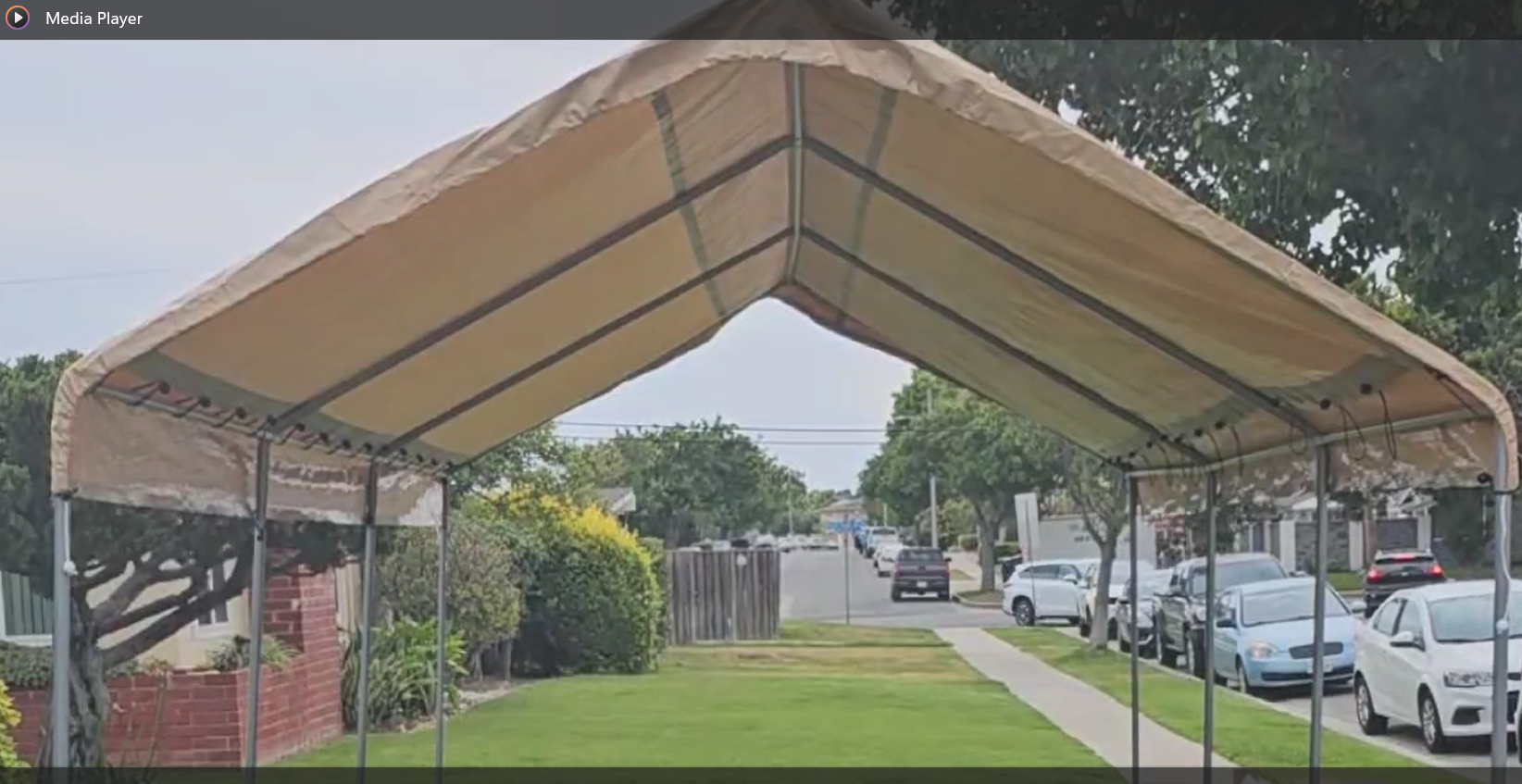 thumbnail video image 2 of 10X20 Heavy Duty Beige Canopy Top Cover with Valance Event Structure ( 1- 1/2"-2" Leg Poles), 2 of 6