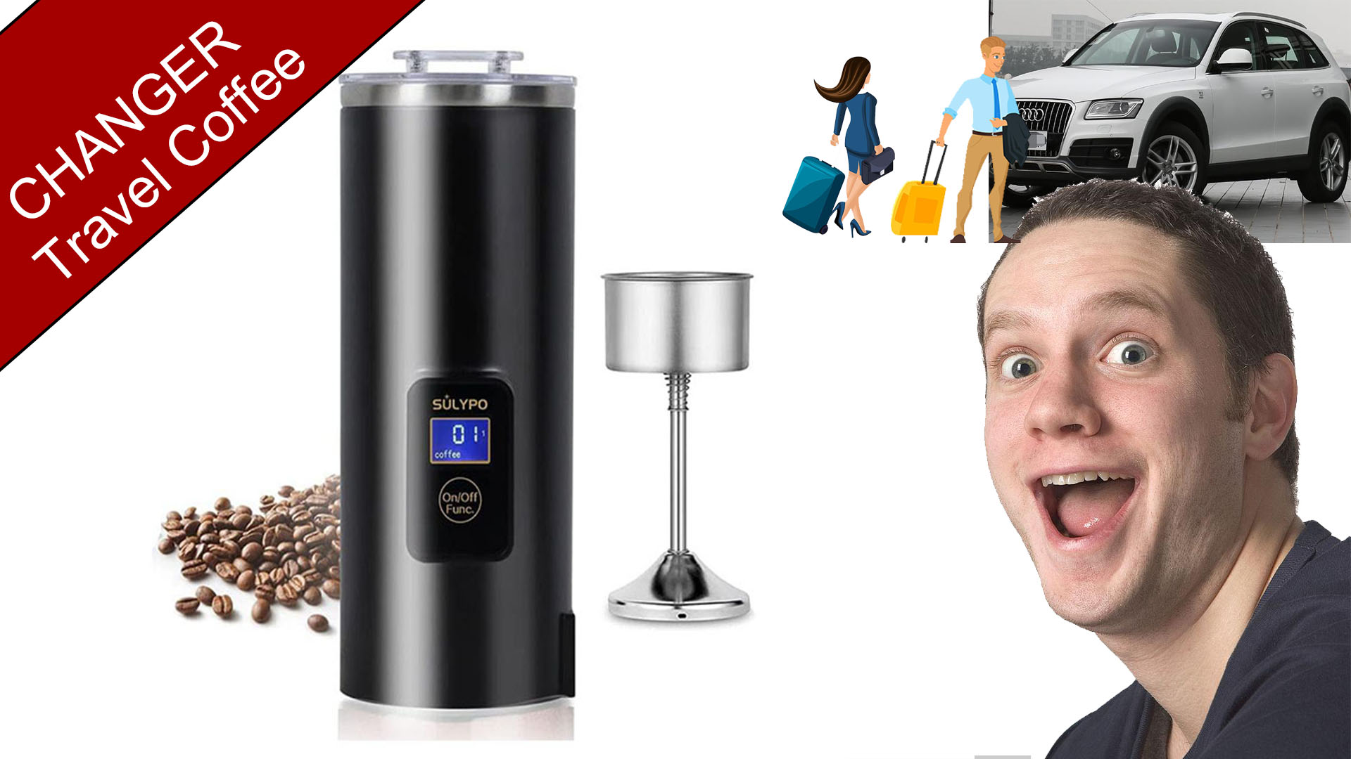 thumbnail video image 3 of Sulypo Portable Coffee Maker, Travel Percolator Electric,Stainless Steel Coffee Pot Kettle Cup, Incorporated Chips, 8oz,120V, 3 of 7