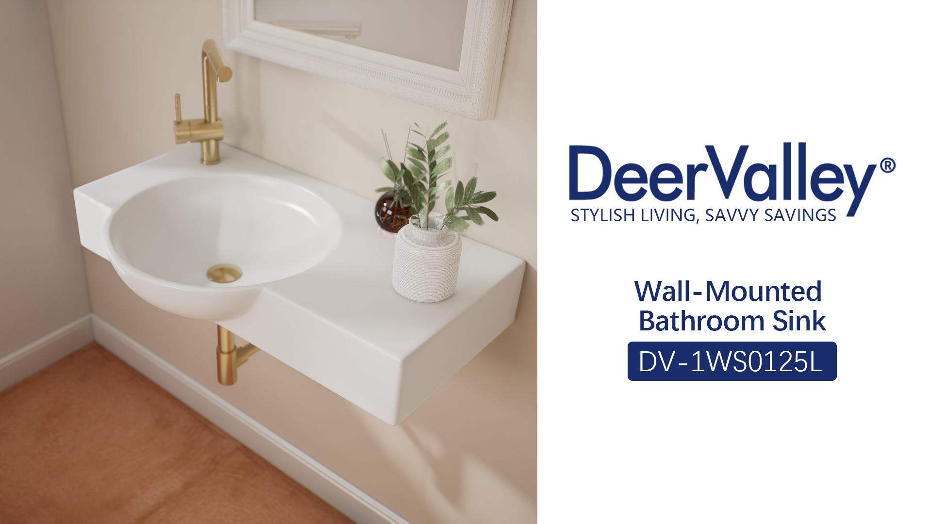 thumbnail video image 2 of DeerValley DV-1WS0125 30" x 18" White Rectangular Vitreous China Wall Mount Bathroom Sink with Faucet Hole, 2 of 11