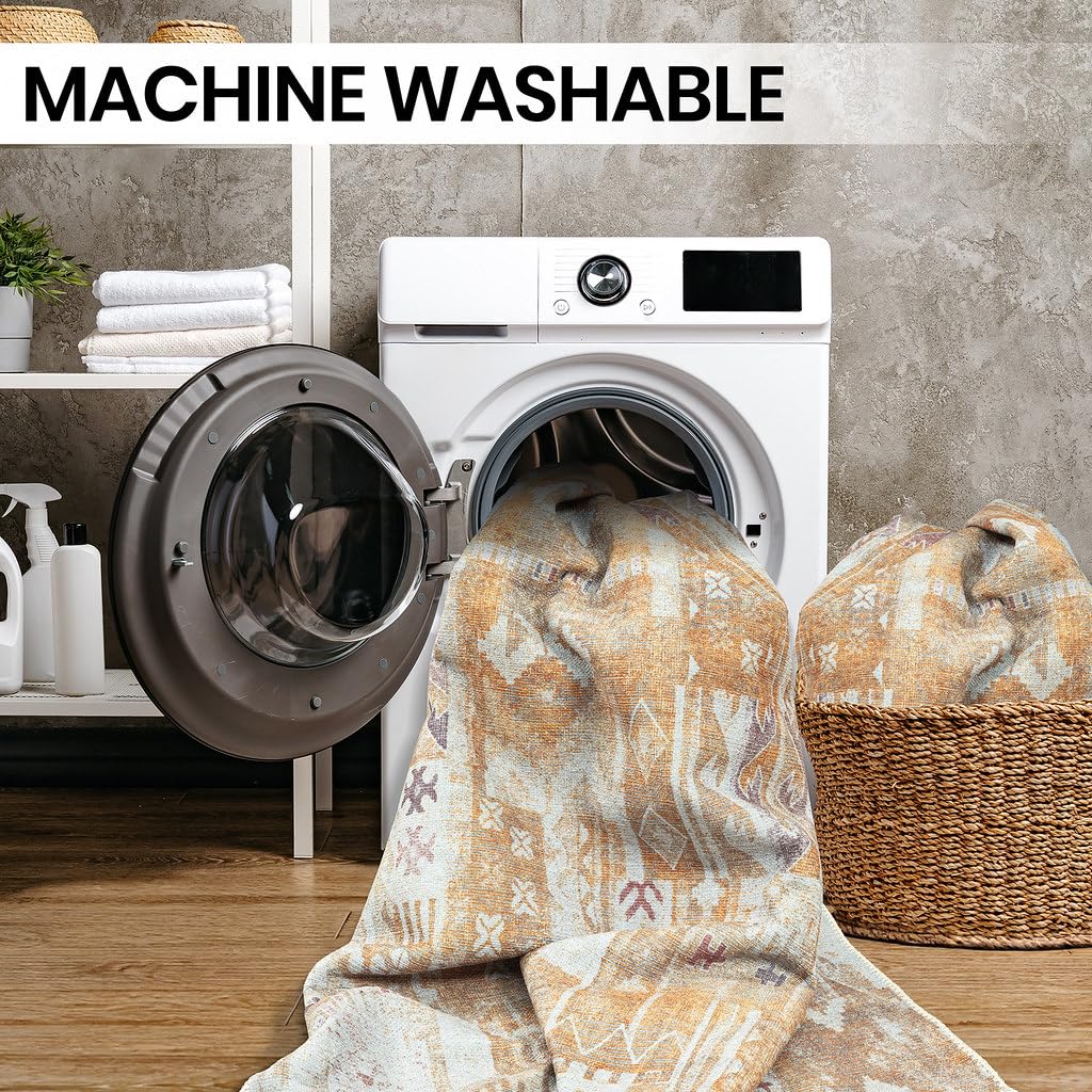 thumbnail video image 2 of GLN Rugs Thebes - Indoor, Machine Washable Area Rug 8'x10' Moroccon Yellow/Gray Home Carpet, 2 of 10