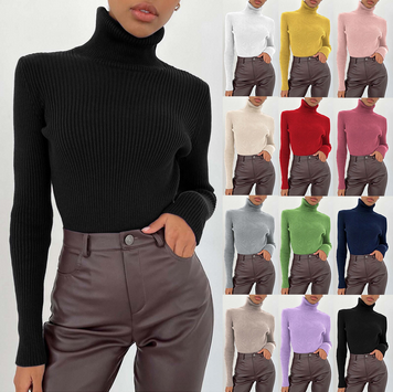 thumbnail video image 2 of Baqcunre Turtleneck Sweater Women Soft Sweater Slim Fit Lightweight Turtleneck Tops Undershirt Sexy Knitted Warm Fitted Fashion Pullover Sweater Workout Tops Plus Size Tops Yellow One Size, 2 of 10