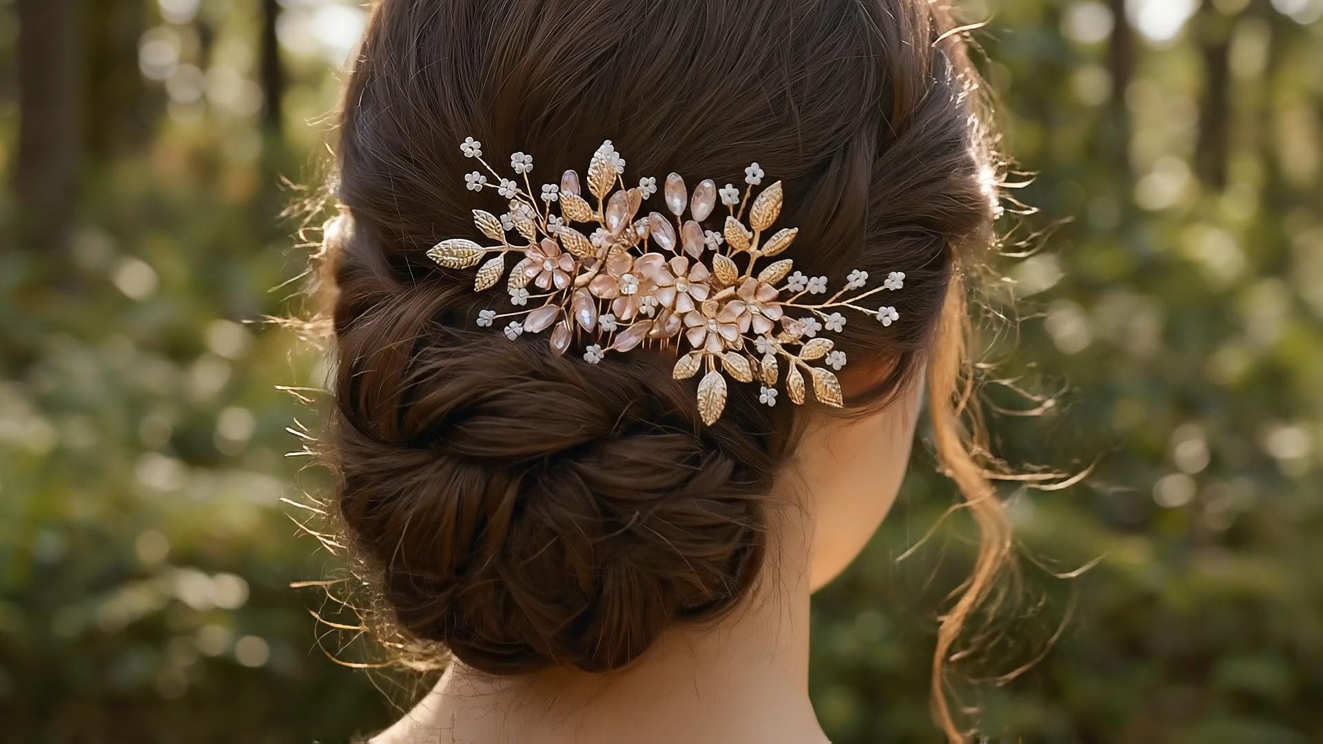 thumbnail video image 2 of MIALLO Romantic Floral Hair Side Comb for Wedding Prom - Hand-wired Rhinestone & Pearl Hair Accessory, 2 of 7