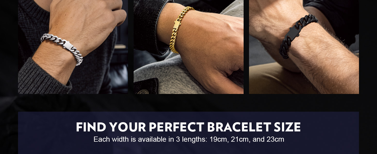 thumbnail video image 2 of Bandmax 12MM Wide Cuban Chain Bracelet for Men Women Father's Day Gift for Son Dad Husband Stainless Steel 14K Gold Plated Hip Hop Biker Wristlet Anklet Chain Jewelry, 2 of 10