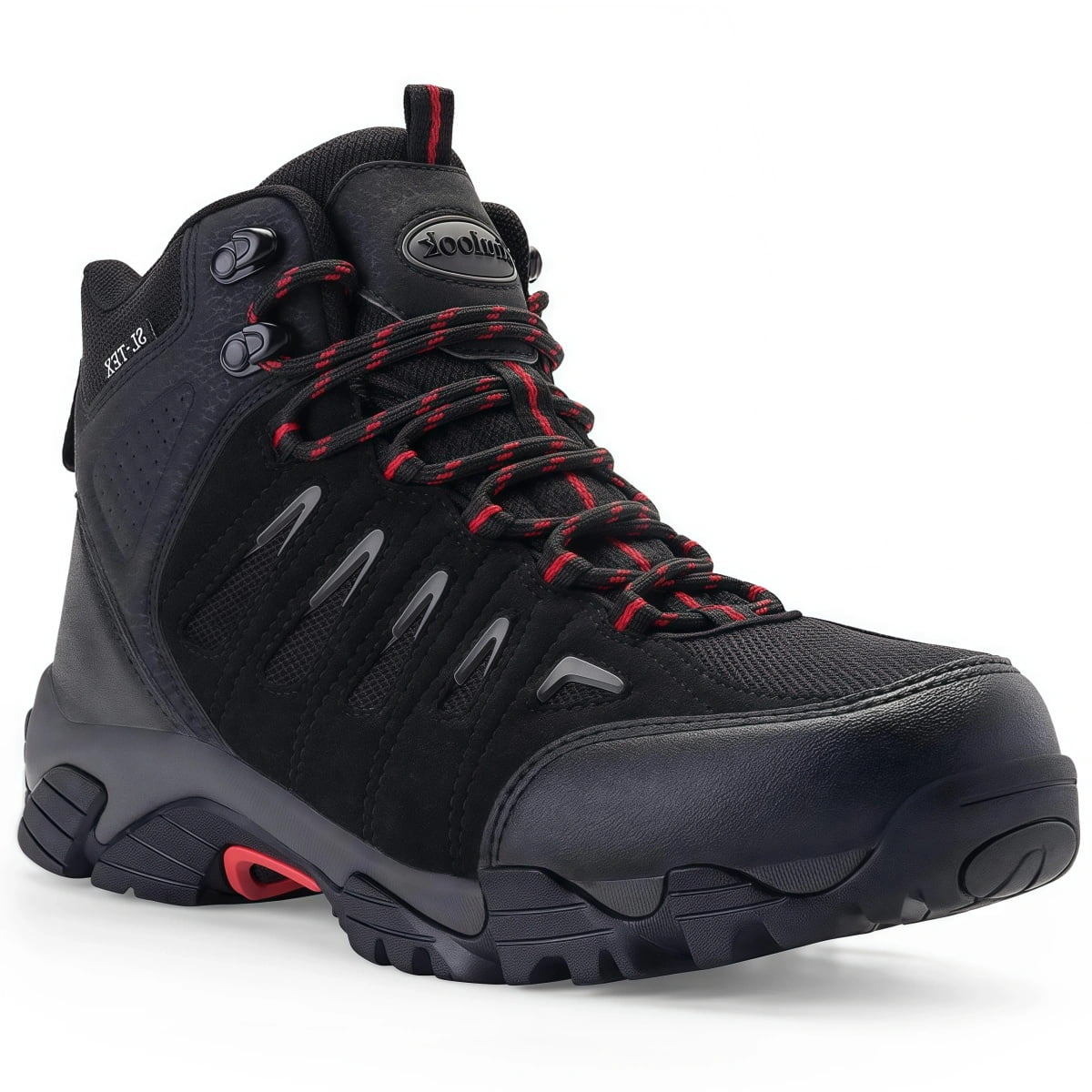 thumbnail video image 2 of COM STAR Men Hiking Boots Breathable Mid Top Trekking Shoes Ankle-High Work Shoes for Outdoor Walking, Climbing,Work & Casual Wear Red Size 12, 2 of 9