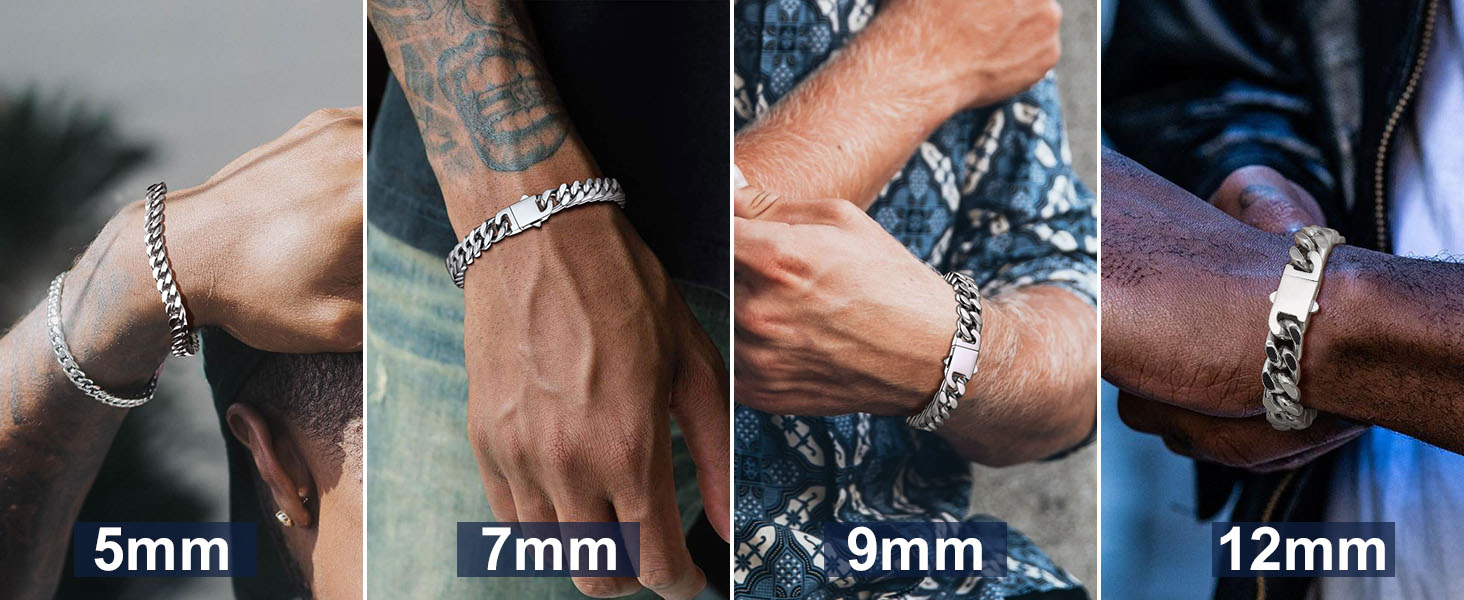 thumbnail video image 2 of ChainsProMax Curb Chain Link Bracelet for Men 12mm Wide 7.5inch Miami Cuban Link Bracelet Black Thick Bracelet Stainless Steel, 2 of 9