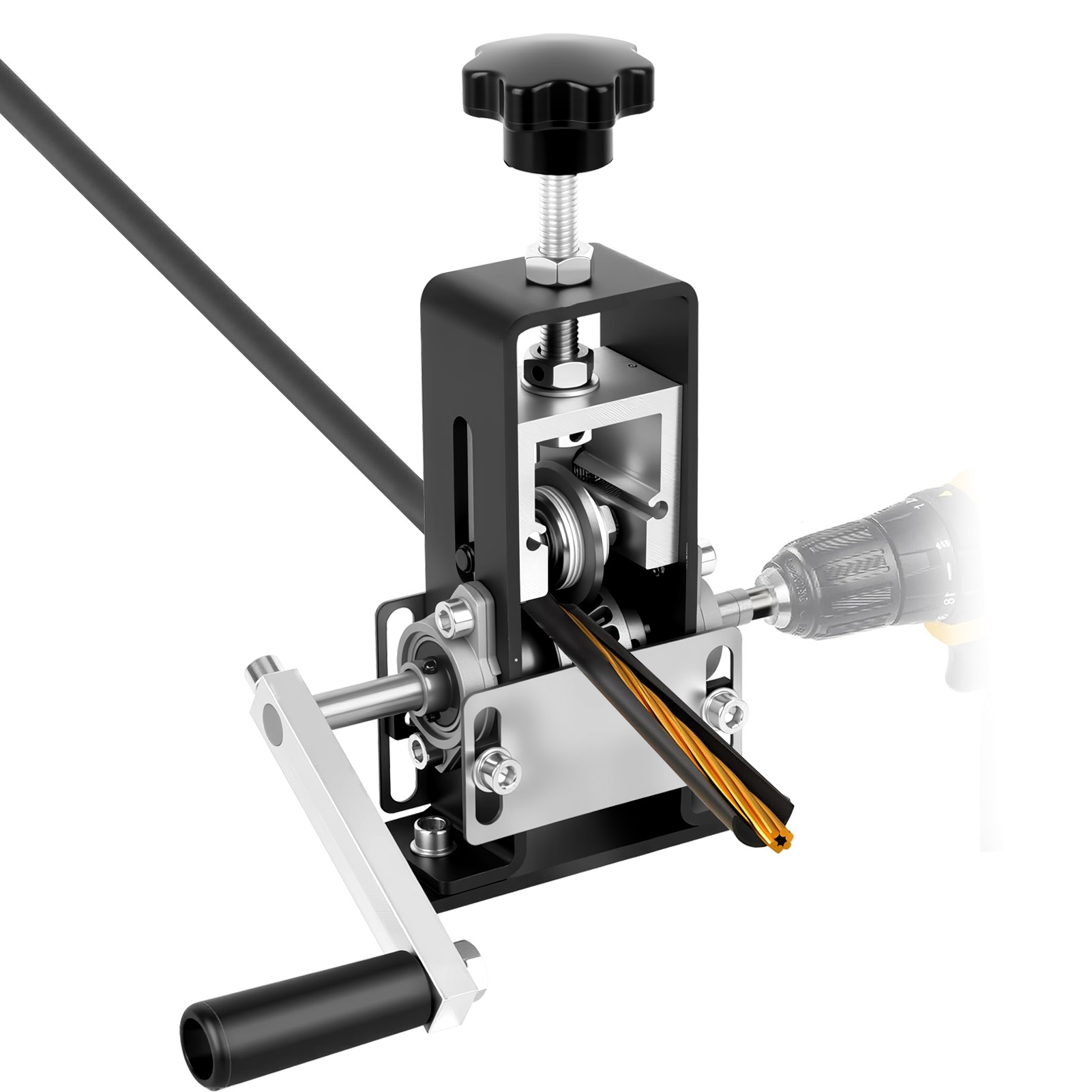 Heavy-Duty Wire Stripper Machine – Manual & Drill-Powered, For 0.04" To 1" Cables, Aluminum Frame With Adjustable Blade