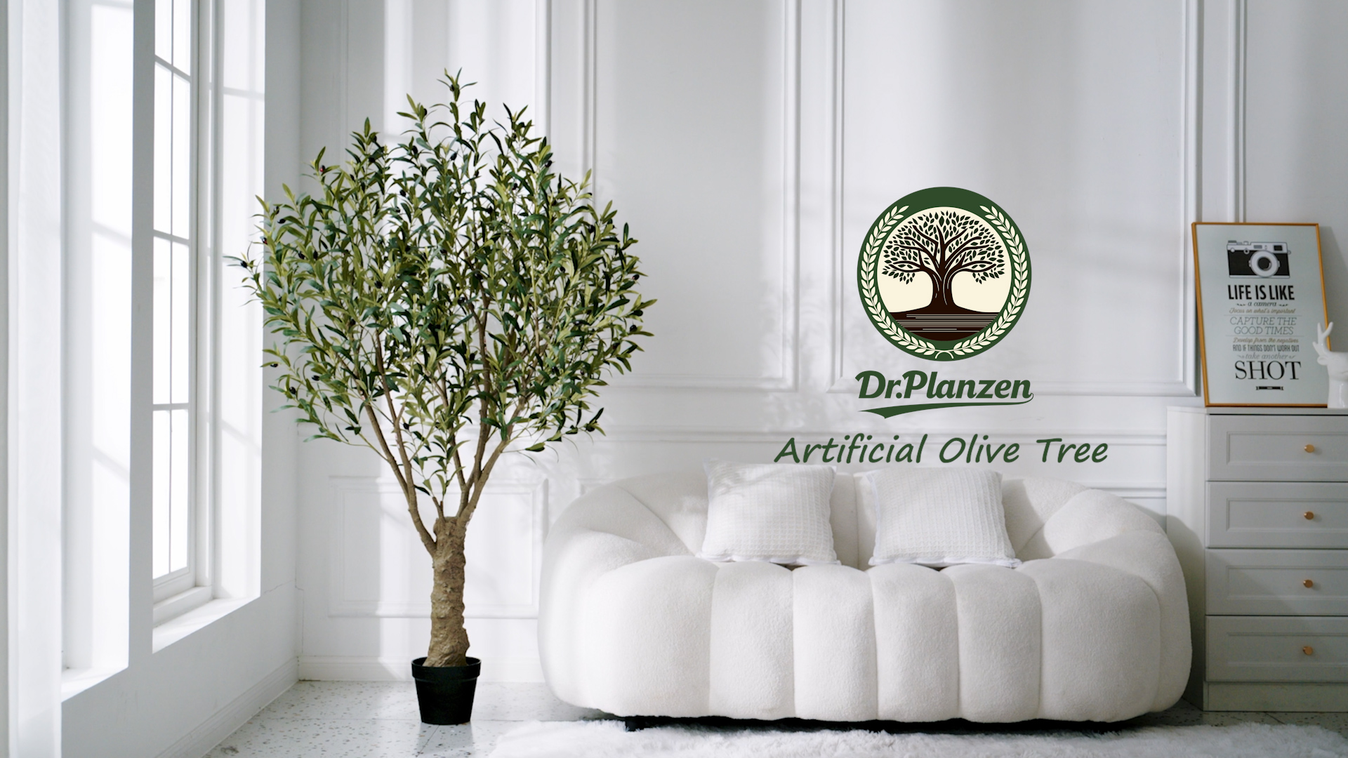 DR.Planzen 6FT Artificial Olive Tree, Faux Plant with Silk Leaves