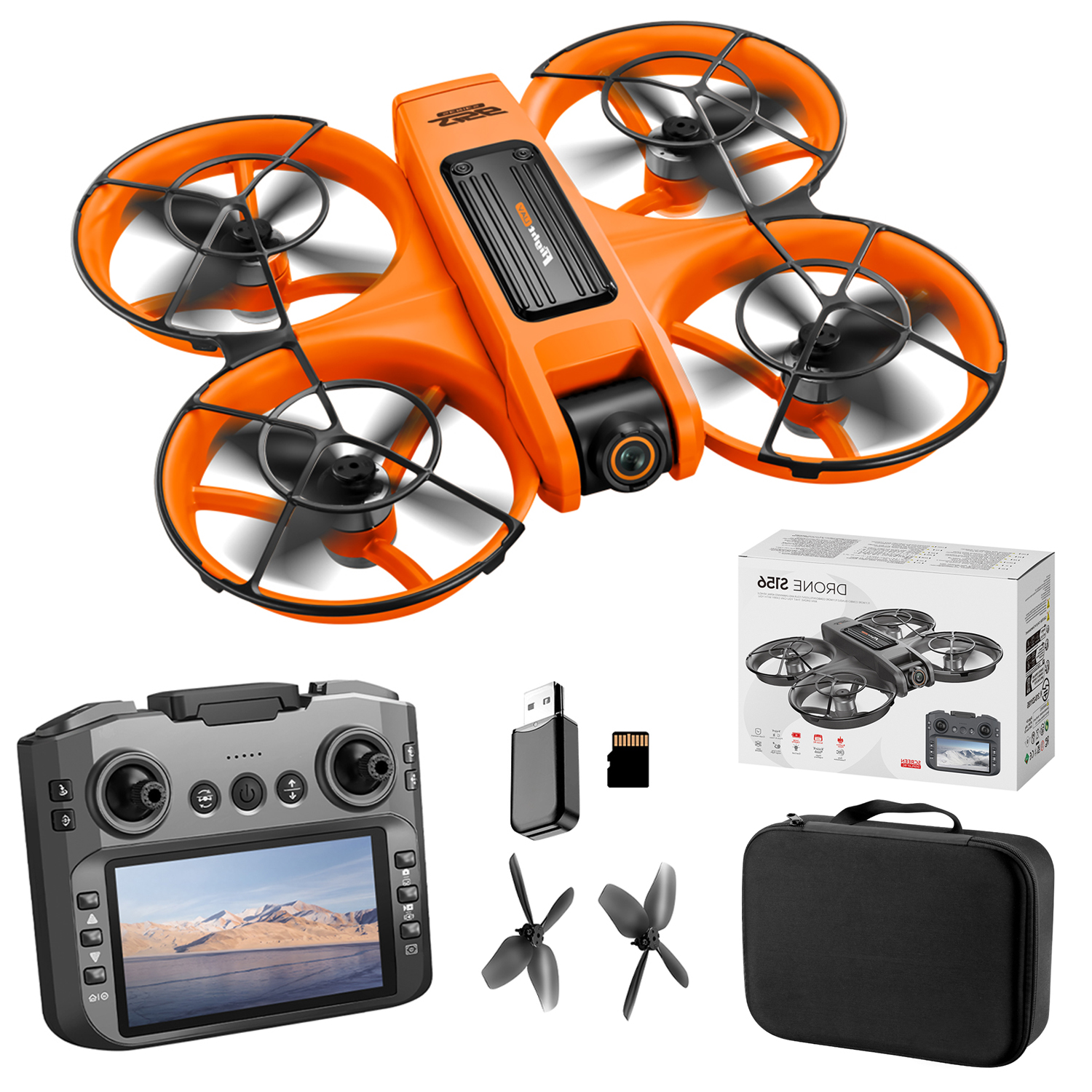 thumbnail video image 2 of Mini RC Drone for with Dual Camera, Optical Flow Hovering, 12.5cm Screen Remote, Brushless Motor, One-Key Takeoff, 360 °   Flip,Durable Design Kids and Adults, 2 of 12