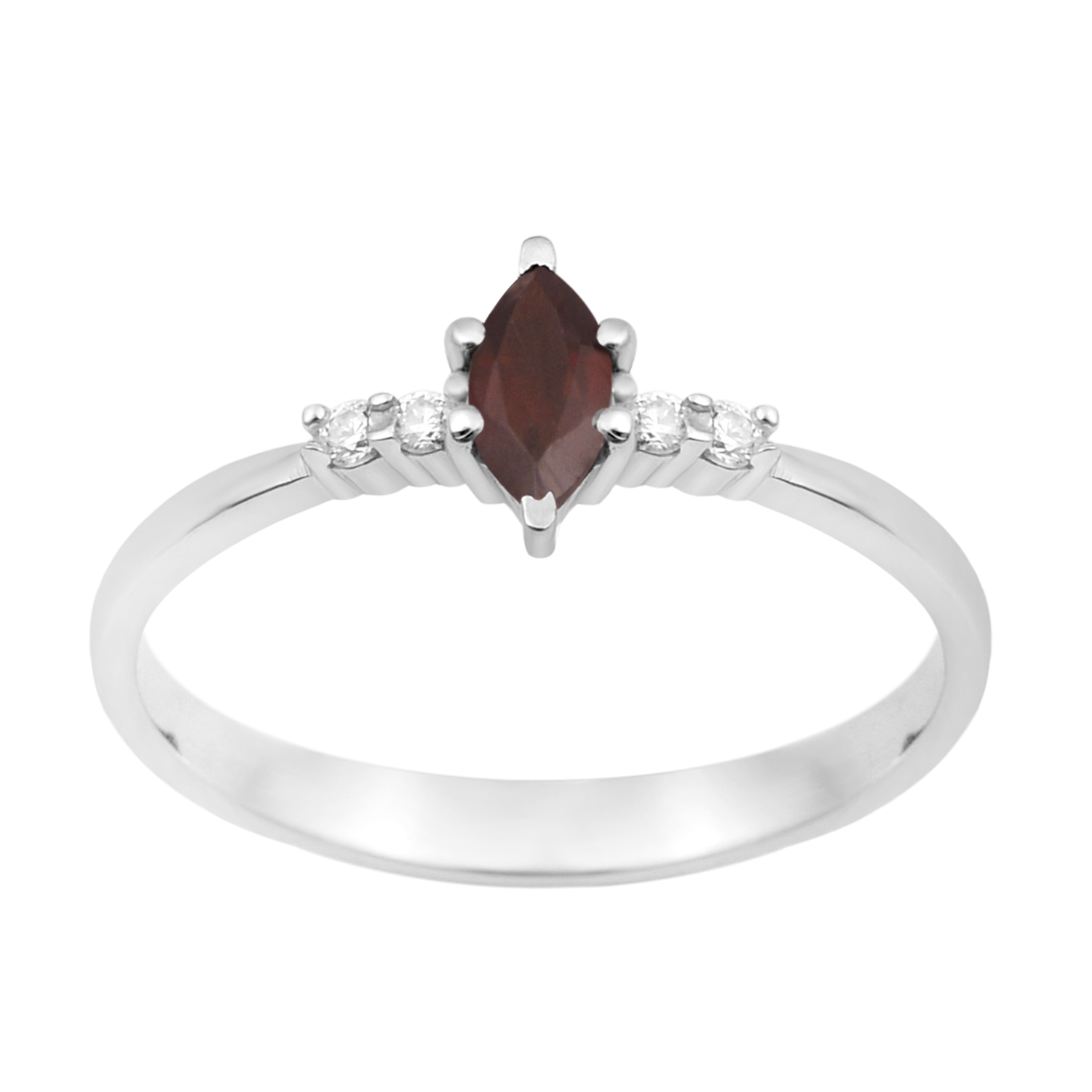 thumbnail video image 2 of 6x3mm Marquise Shape Garnet Gemstone 925 Sterling Silver Solitaire Side Accents Women Gift Ring, 2 of 7