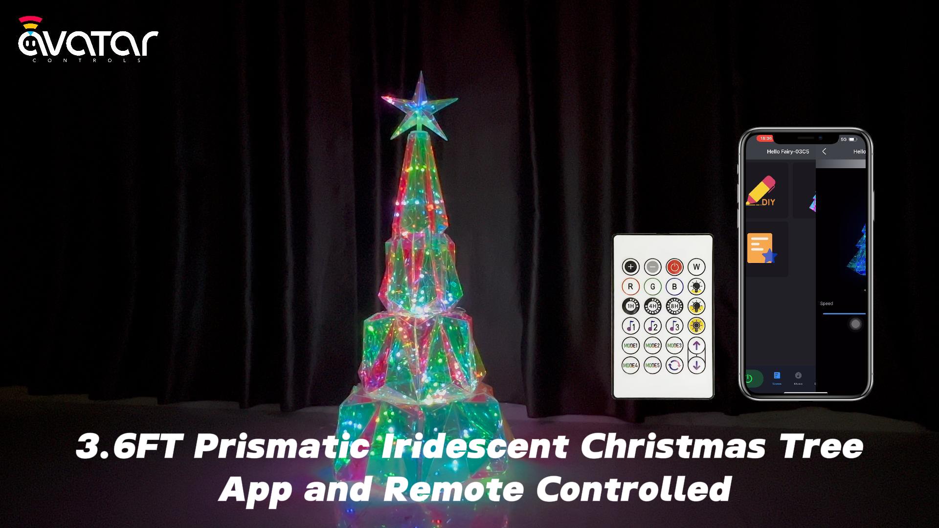 3.6FT Christmas Tree Smart Light Prismatic Iridescent DIY Color ...