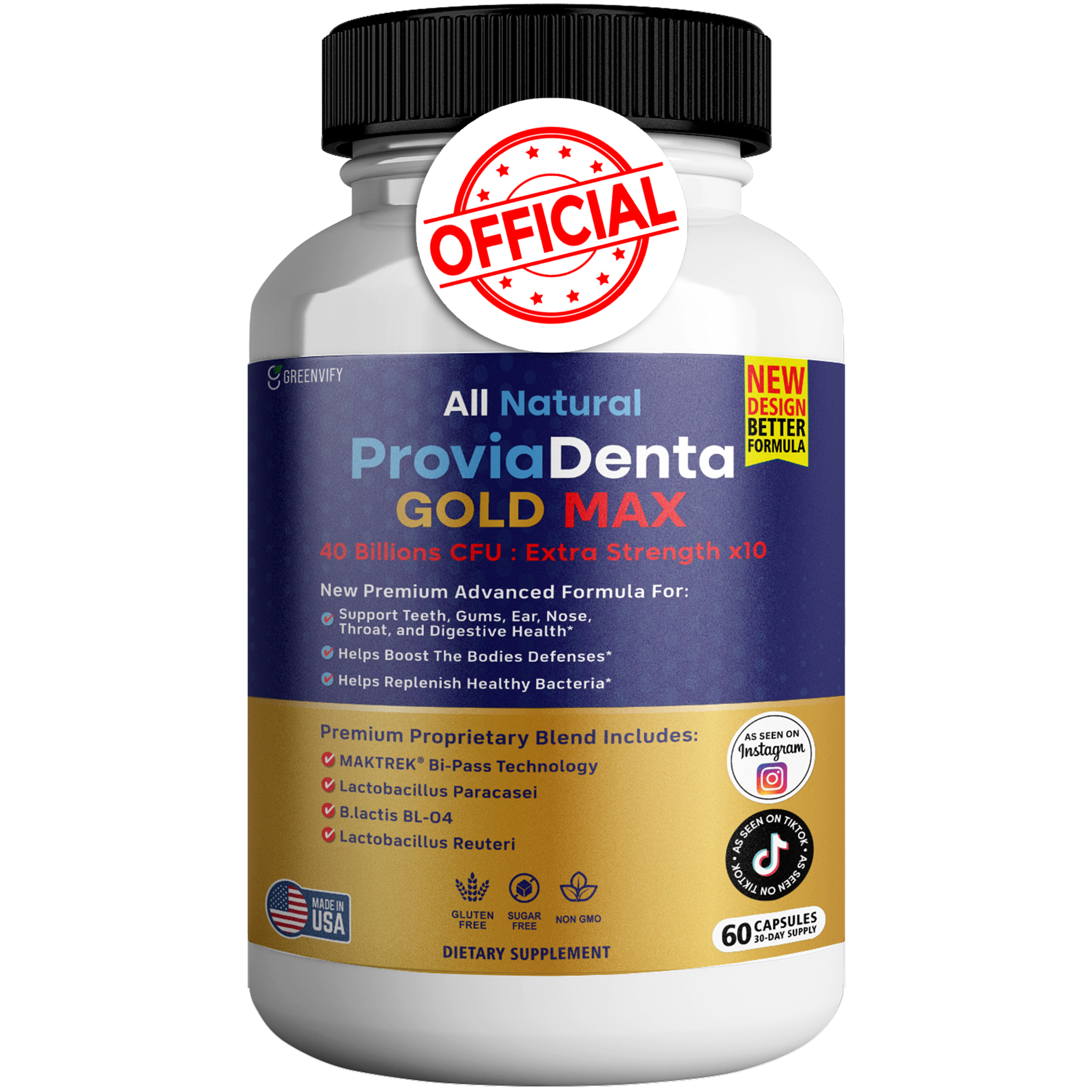 thumbnail video image 2 of Proviadenta Gold Max Oral Probiotic Support Supplement for Gums-Teeth Health, Throat & Fresh Breath | Replenish Healthy Bacteria (60 Counts), 2 of 6