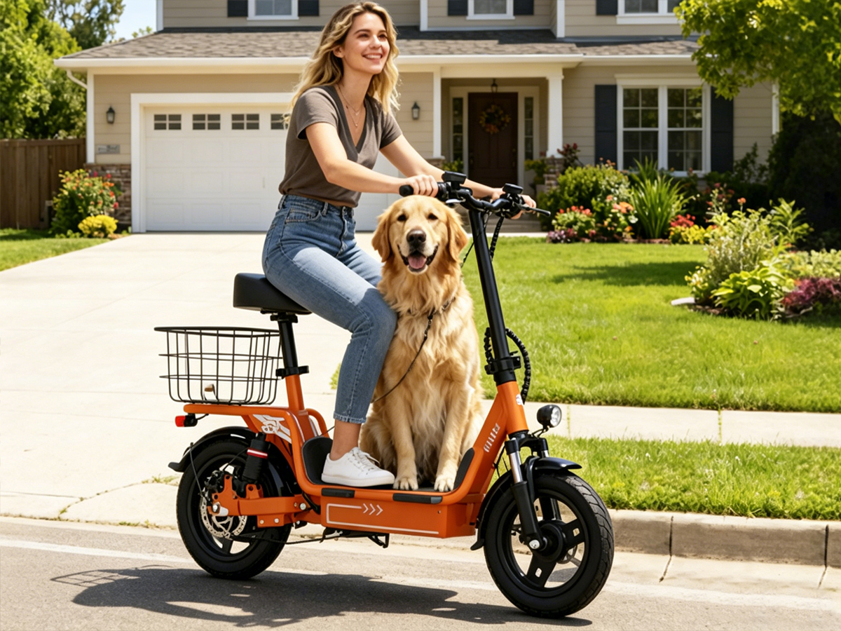 thumbnail video image 2 of Bodywel Electric Scooters for Adults with Seat and Basket, Peak 750W Motor, 48V 13Ah Battery 25Miles, 35°Uphill 14" Tire, Commuting Electric Scooter, 2 of 9