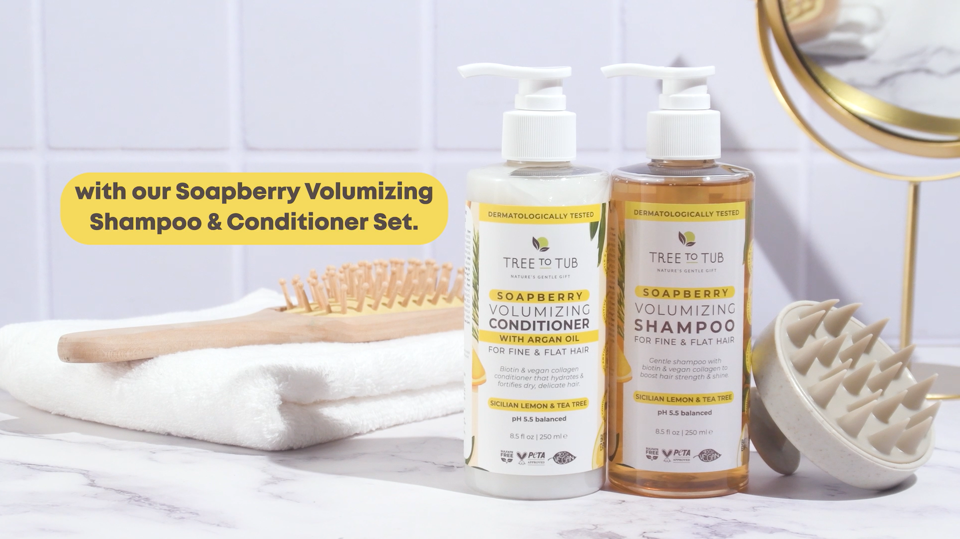 thumbnail video image 2 of Tree To Tub Biotin Shampoo and Conditioner - Gentle Hair Thickening Shampoo and Conditioner for Fine Hair, Sensitive Scalp Shampoo and Conditioner Set, 2 of 10