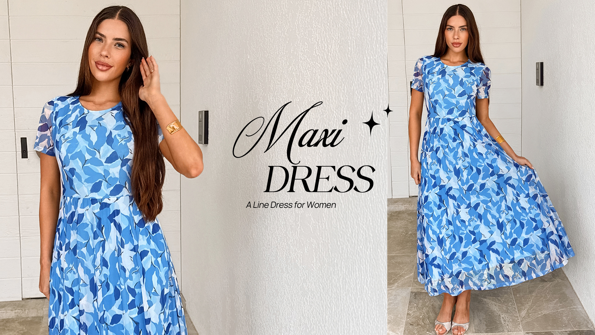thumbnail video image 2 of Merokeety Womens Summer Dresses Floral Mesh Tea Length Maxi Dress Brown l, 2 of 5