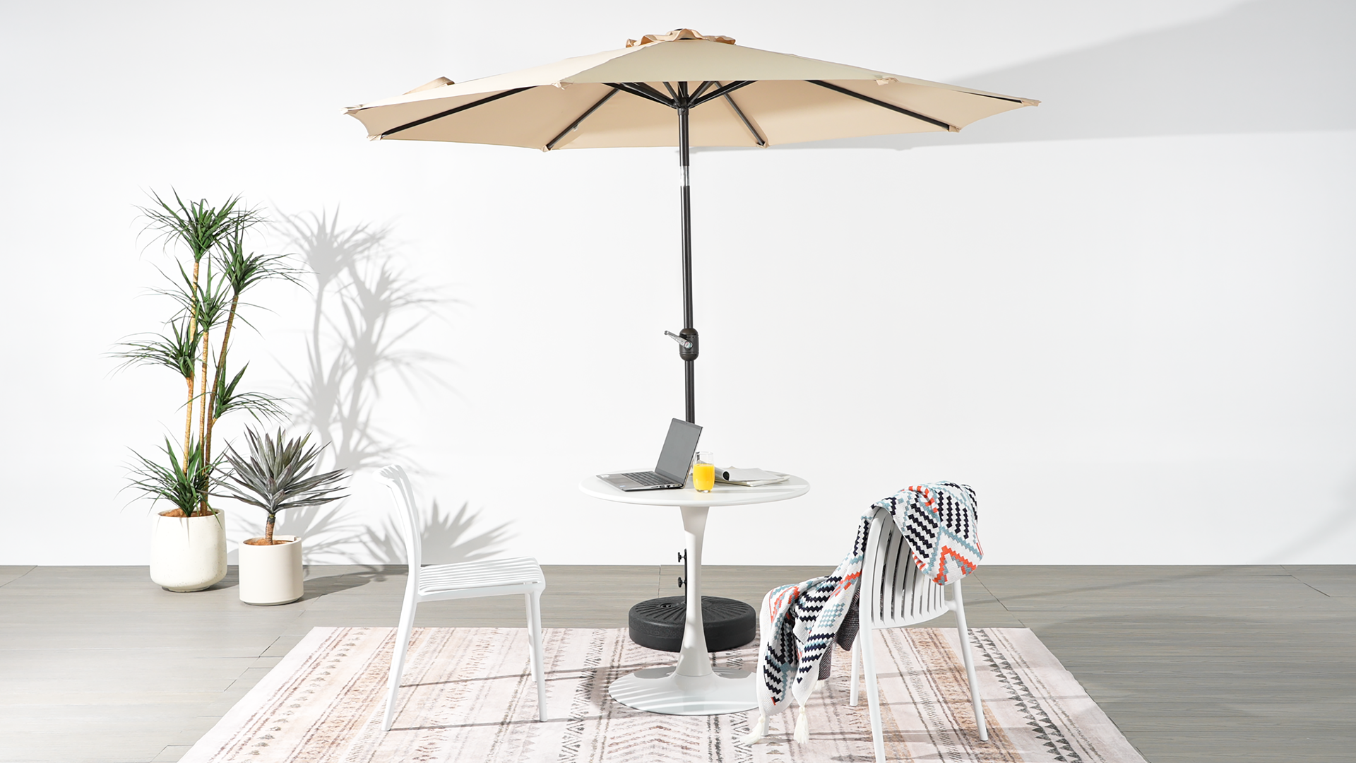 thumbnail video image 2 of WestinTrends Outdoor Patio Round 20"  Water or Sand Fillable Market Umbrella Holder, Free Standing Base in Black, 2 of 13