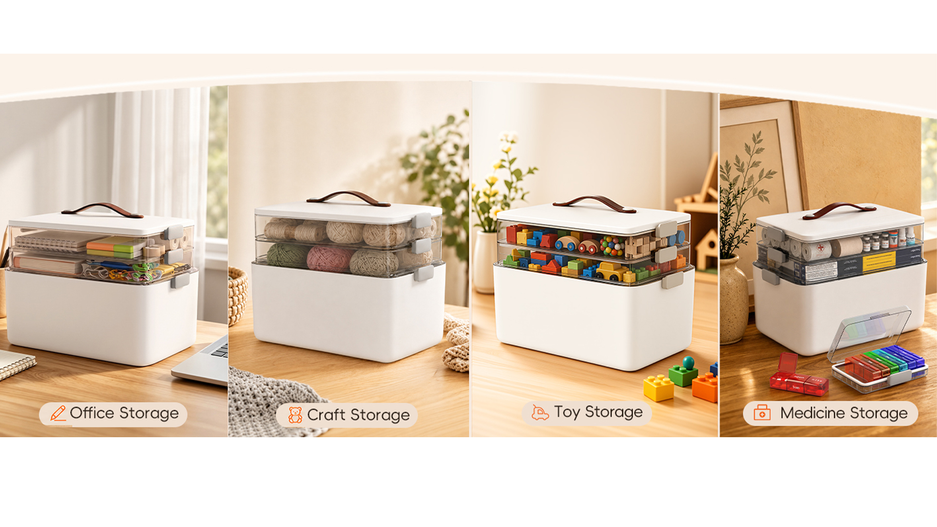 Service Box Handles Maoface 4-Tier Medicine Organizer with Handle, Large Capacity Pill ...