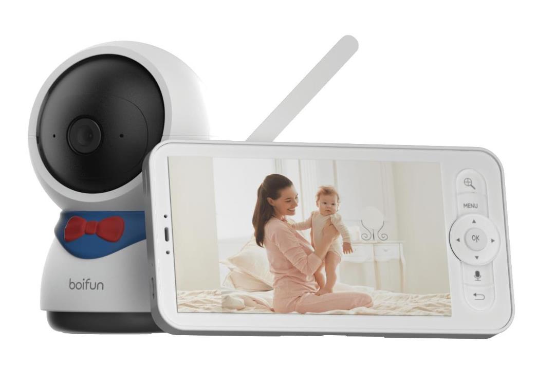BOIFUN Baby Monitor with Remote Pan-Tilt-Zoom, 1080P, Cry and Motion  Detection, 300M Long Range, APP, Night Vision, 5'' Wireless Baby Monitor  with