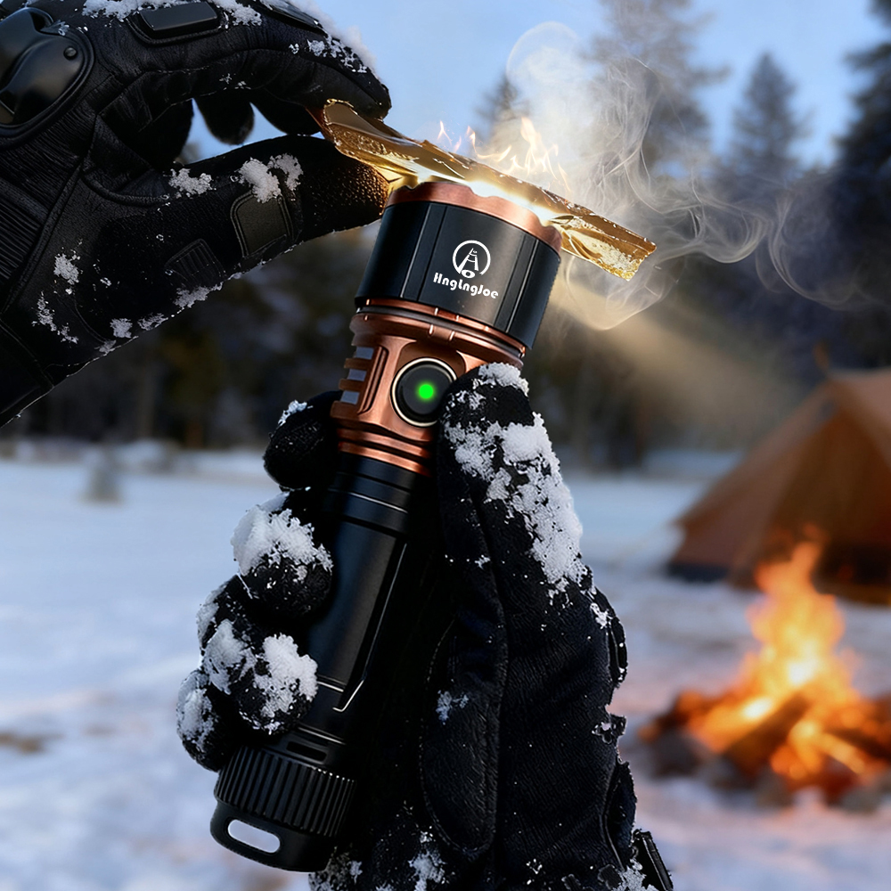 thumbnail video image 2 of HNGLNGJOE 5000 Lumens Tactical Flashlight with Ignition, USB-C Rechargeable, 5 Modes, High Power Waterproof for Camping Emergency, 2 of 11