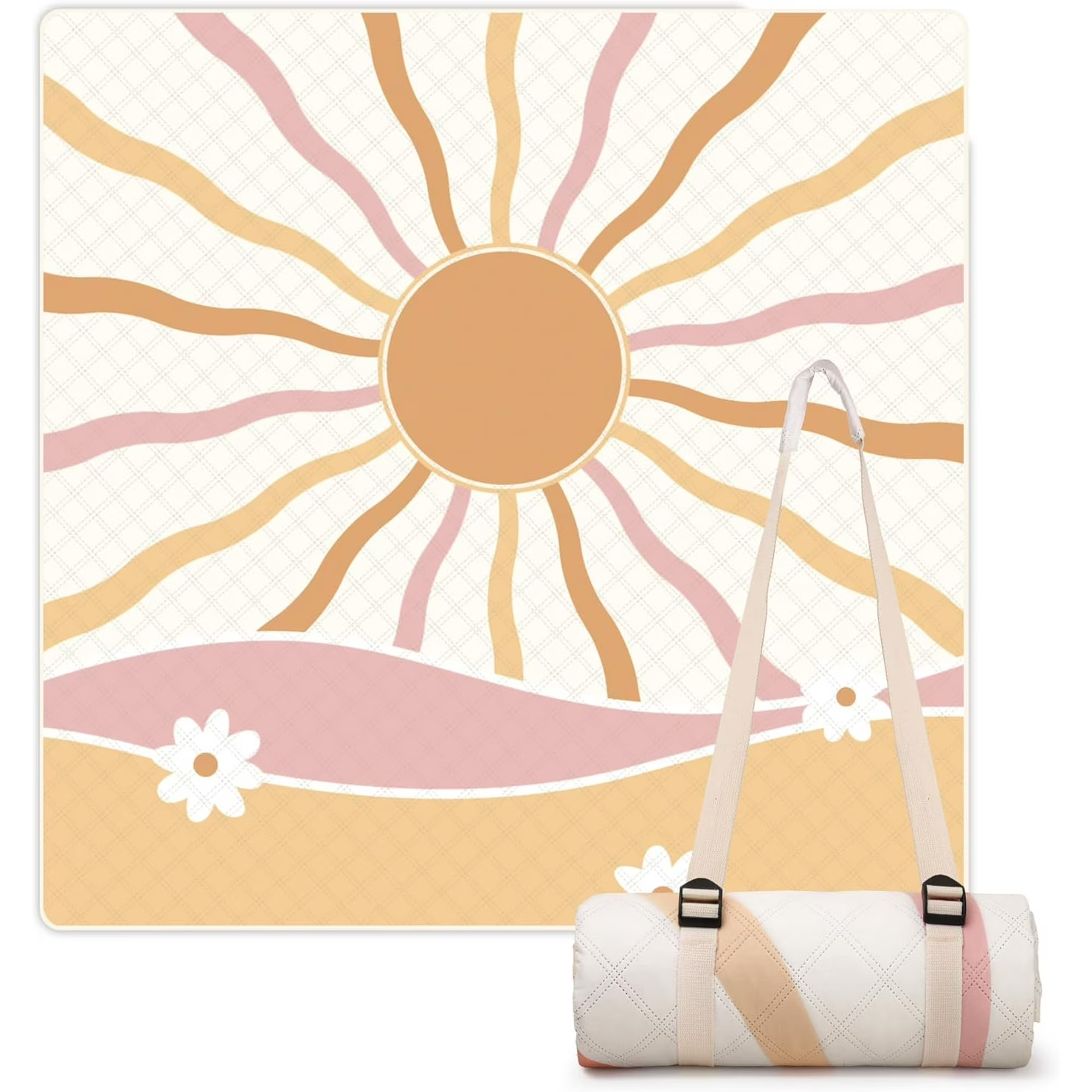 thumbnail video image 2 of Lifestance Outdoor Picnic Blankets Extra Large in Sicily Design, 79" x 79" Waterproof Sandproof Foldable Compact Beach Blanket for Grass Park Mat, 2 of 10